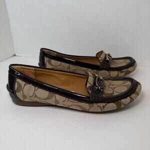 Coach Fortunata Slip On Loafer Flats Shoes Leather Trim Women's Size 8